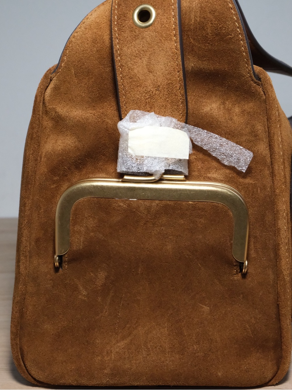 Coach Chestnut Brown Suede Turnlock Haversack Bag - Picture 8 of 16